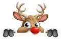 Cartoon Santa Claus Father Christmas Reindeer Sign Royalty Free Stock Photo