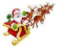 Santa Claus Christmas Reindeer and Sled Sleigh Royalty Free Stock Photo