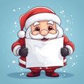 Cartoon Santa Claus holding a blank sign. Merry Christmas and Happy New Year. Generative AI Royalty Free Stock Photo