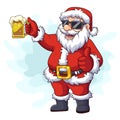 Cartoon santa claus holding drink beer