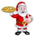 Cartoon Santa Claus Holding Pizza Royalty Free Stock Photo