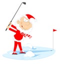 Funny Santa Claus plays golf illustration Royalty Free Stock Photo