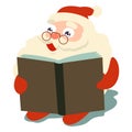 Cartoon Santa Claus reading a book. Vector cartoon icon Royalty Free Stock Photo