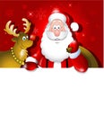 Cartoon Santa Claus and Reindeer over white board Royalty Free Stock Photo