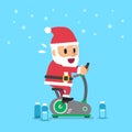 Cartoon santa claus riding exercise bike Royalty Free Stock Photo