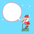 Cartoon santa claus riding exercise bike with white speech bubble Royalty Free Stock Photo