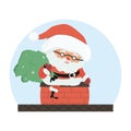 Santa Claus sitting on the roof of the house. Royalty Free Stock Photo