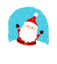 Cartoon santa claus with snowfall design in oval frame. Royalty Free Stock Photo