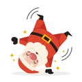 Cartoon Santa Claus tumbles and stands on his hands. Merry Christmas. Royalty Free Stock Photo