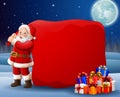 Cartoon Santa Clause pulling big bag Royalty Free Stock Photo