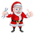 Cartoon Santa Giving Thumbs Up and Holding Spanner