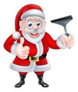 Cartoon Santa Giving Thumbs Up and Holding Squeegee Royalty Free Stock Photo