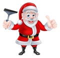 Cartoon Santa Giving Thumbs Up and Holding Squeegee Royalty Free Stock Photo