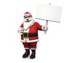 Cartoon Santa holding blank sign. Royalty Free Stock Photo