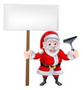 Cartoon Santa Holding Sign and Squeegee