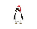 Cartoon Santa penquin hand writing