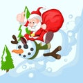 Cartoon Santa with Snowman Royalty Free Stock Photo