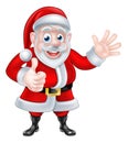 Cartoon Santa Waving Thumbs Up