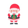 cartoon santa wearing red knitted hat for decorating Christmas greeting cards