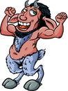 Cartoon Satyr with horns and hooves . He is happy