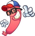 Cartoon sausage with baseball cap