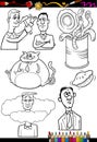 Cartoon sayings set for coloring book