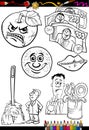 Cartoon sayings set for coloring book Royalty Free Stock Photo