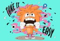 Cartoon scared boy. Vector illustration of an excited boy. Funny boy character. Isolated