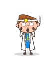 Cartoon Scared Doctor Thanking God Vector Concept