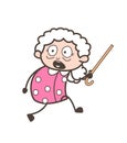 Cartoon Scared Grandma Running Vector Illustration Royalty Free Stock Photo