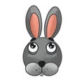 Cartoon scared hare gray muzzle children`s illustration vector