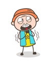 Cartoon Scared Old Man Shivering Vector Illustration Royalty Free Stock Photo