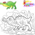 Scary carnivorous dragon went hunting, funny illustration