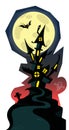 Cartoon scary haunted house. Halloween vector illustration Royalty Free Stock Photo