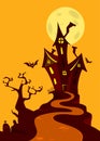 Cartoon scary haunted house. Halloween vector illustration Royalty Free Stock Photo