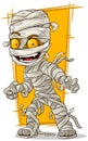 Cartoon scary mummy with yellow eyes