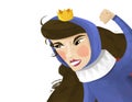 Cartoon scene with angry queen or princess