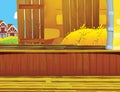 Cartoon scene with barn inside - background