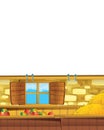 Cartoon scene with barn inside on the farm on white background - illustration for children Royalty Free Stock Photo