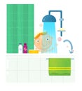 Cartoon scene with bathroom element on white background - illustration for children