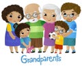 cartoon scene with children father mother grandfather grandmother grandma grandpa family illustration for children