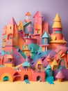 cartoon scene with colorful houses, Ai Generated Royalty Free Stock Photo