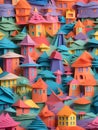 cartoon scene with colorful houses, Ai Generated Royalty Free Stock Photo