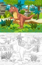 Cartoon scene with dinosaur tyrannosaurus rex in the jungle Royalty Free Stock Photo