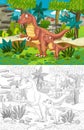 Cartoon scene with dinosaur tyrannosaurus rex in the jungle Royalty Free Stock Photo