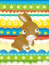 Cartoon scene with easter rabbit - happy easter card
