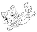 cartoon scene with farm ranch cat animal domestic running jumping isolated background illustration for children