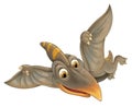 cartoon scene with flying dinosaur - pterodactyl on white background - illustration for children Royalty Free Stock Photo