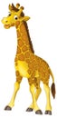 cartoon scene with giraffe happy playing fun isolated illustration for children