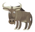 Cartoon scene with gnu on white background - illustration